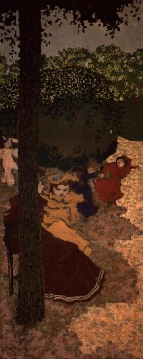 The Public Gardens: Young Girls Playing, 1894 (distemper on canvas) 