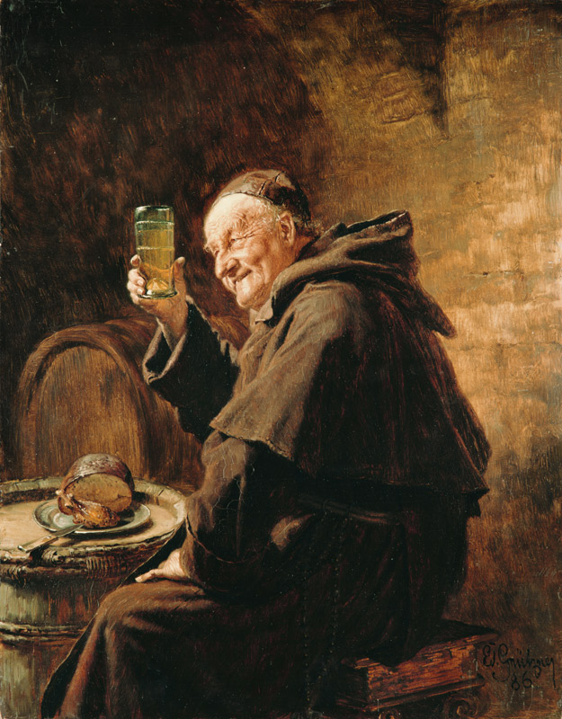 Mönch bei der Weinprobe. od Eduard Grützner