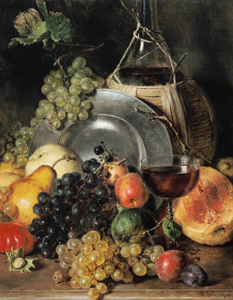 Quiet life with fruits and wine od Eduard Grützner