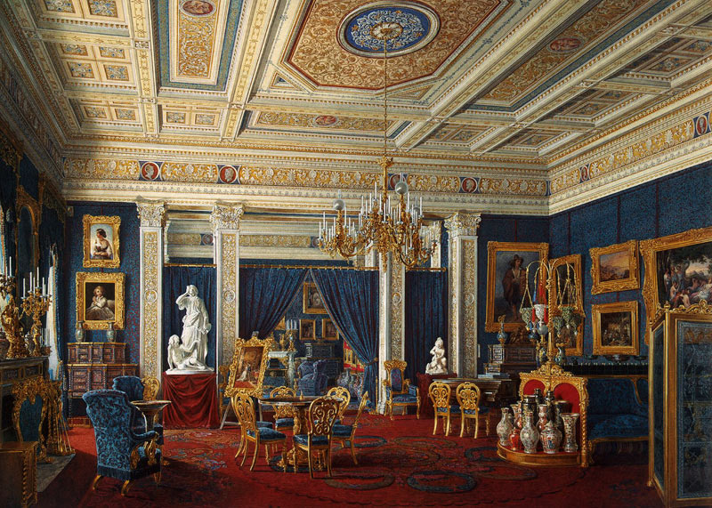 Blue Drawing-Room in the Mariinsky Palace in Saint Petersburg od Eduard Hau