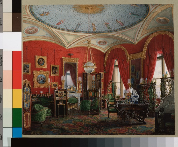 The Study of Empress Alexandra Fyodorovna in the Winter Palace od Eduard Hau