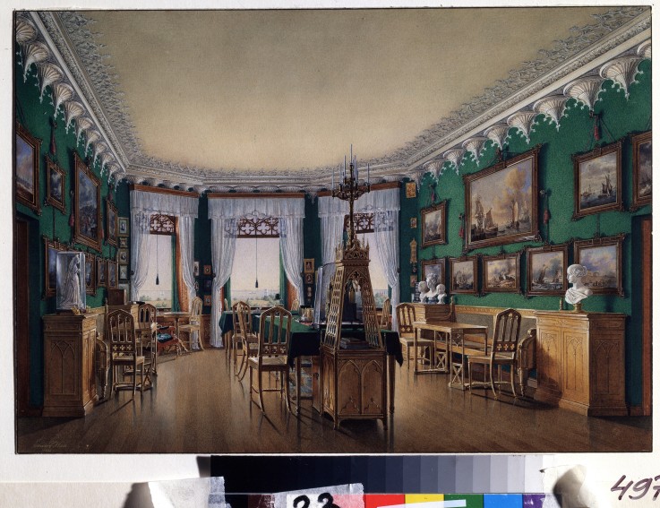 The Study room of Emperor Nicholas I in the Cottage Palace in Peterhof od Eduard Hau