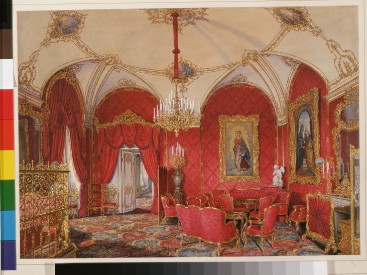 Interiors of the Winter Palace. The Fourth Reserved Apartment. The Corner Room od Eduard Hau