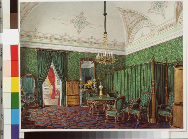 Interiors of the Winter Palace. The Third Reserved Apartment. A Bedroom od Eduard Hau
