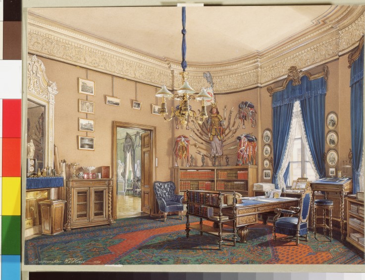 Interiors of the Winter Palace. The Study of Crown Prince Nikolay Aleksandrovich od Eduard Hau
