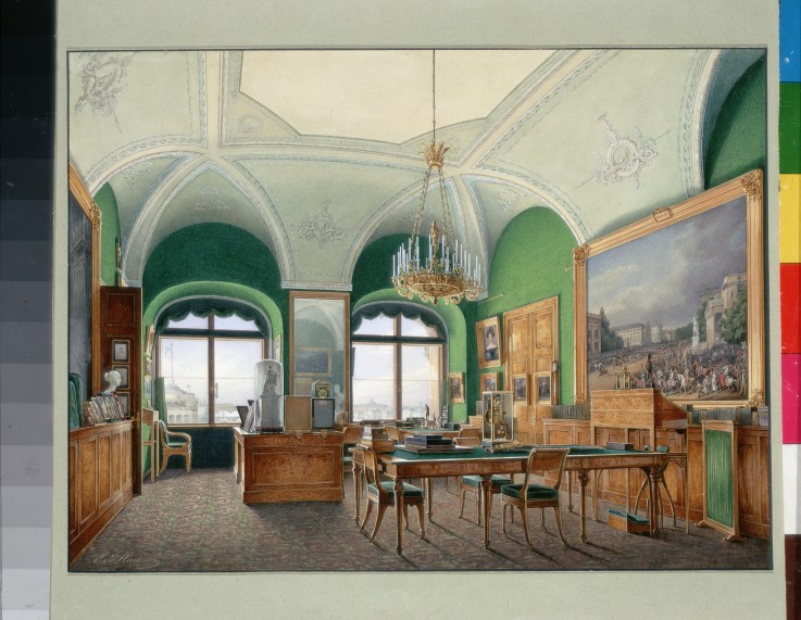 Interiors of the Winter Palace. The Large Study of Emperor Nicholas I od Eduard Hau