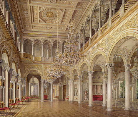 The Pavilion Hall, The Small Hermitage, 1864 (colour litho) od Eduard Hau