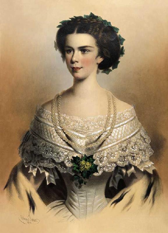 Portrait der jungen Kaiserin Elisabeth von Österreich od Eduard Kaiser