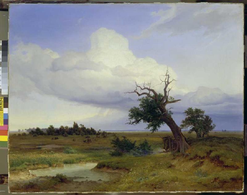 Landscape with dying oak od Eduard Schleich d.Ä.
