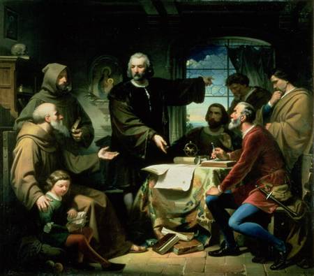 Christopher Columbus (1451-1506) in the Monastery of la Rabida od Eduardo Javier Ramon Cano de la Pena
