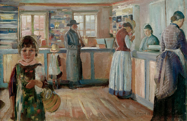 In the Village Shop in Vrengen od Edvard Munch