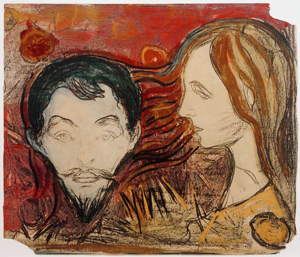 Male Head in Woman's Hair od Edvard Munch