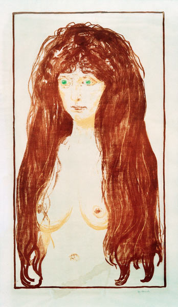 Sin, Female Nude with Red Hair and Green Eyes od Edvard Munch