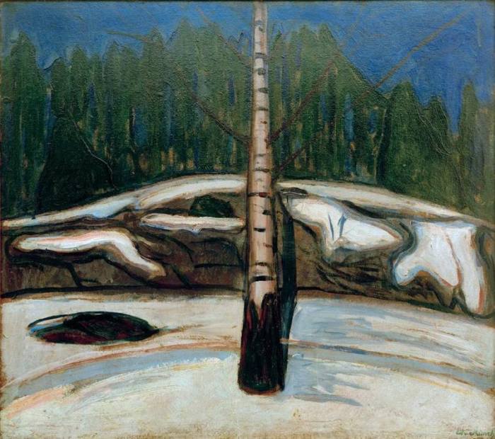 Birch in snow od Edvard Munch