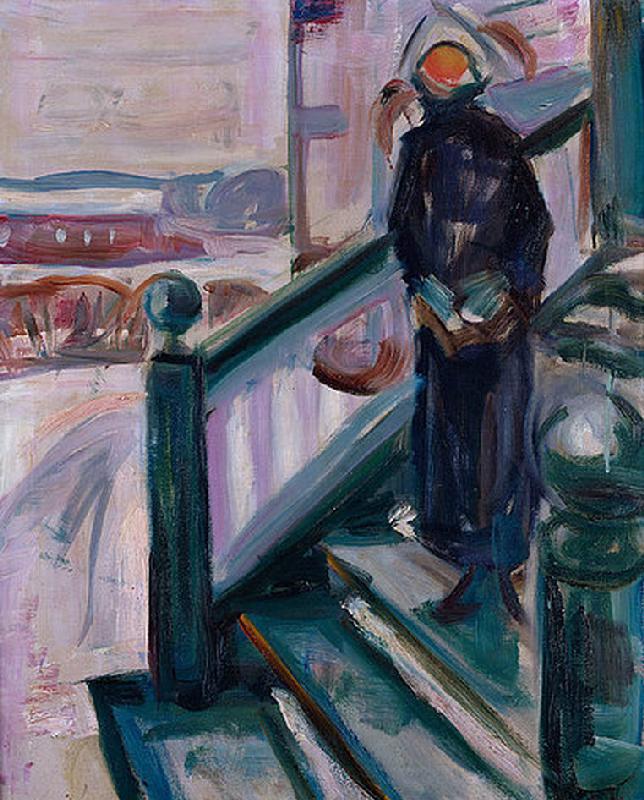 Frau auf einer Veranda. od Edvard Munch