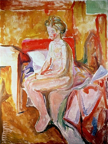 Girl seated on the edge of her bed  od Edvard Munch