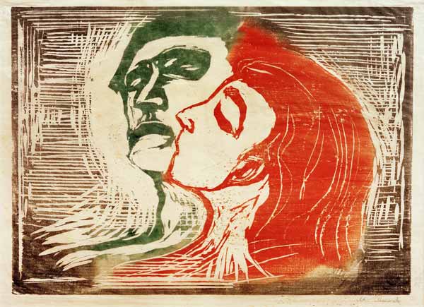 Kopf bei Kopf (Mann und Weib, sich küssend) od Edvard Munch