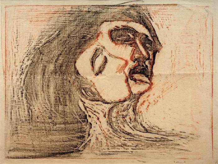 Kopf bei Kopf (Mann und Weib, sich küssend) od Edvard Munch