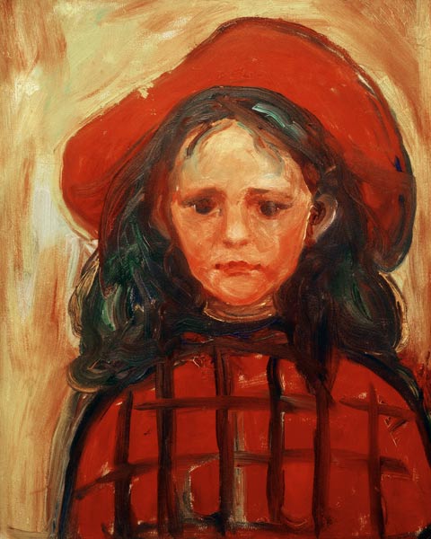 Girl in Red Checkered Dress and Red Hat od Edvard Munch