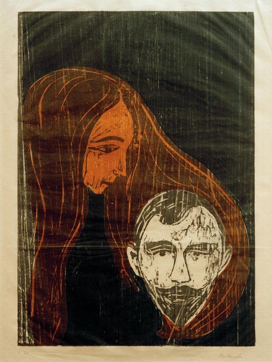 Male Head with Woman's Hair od Edvard Munch