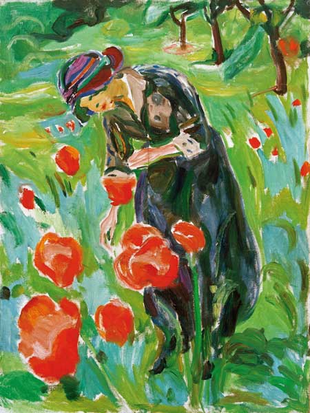Žena s mákovým kv&#283;tem od Edvard Munch