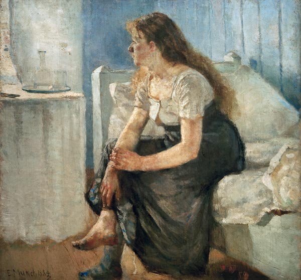 Morning (Girl sitting on bed) od Edvard Munch