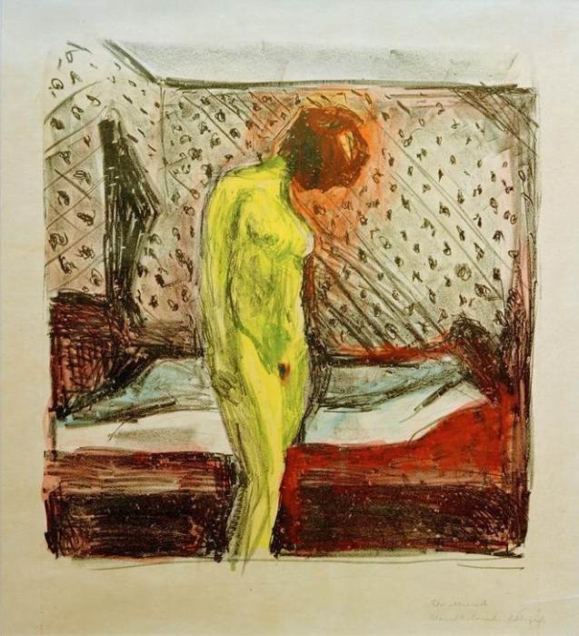 Weinende junge Frau am Bett od Edvard Munch