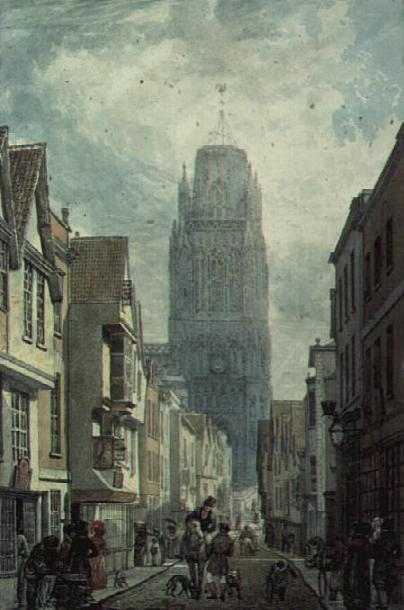 Redcliffe Street, Bristol, showing the Tower of the Church of St.Mary Redcliffe od Edward Cashin