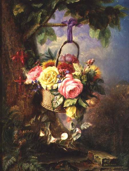 Basket of Roses with fuschia od Edward Charles Williams