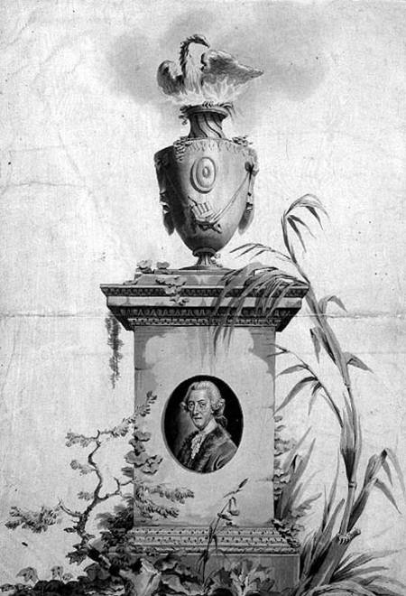 Design for the title page of the collected works of Dr Thomas Arne (1710-78) (ink and wash) od Edward Francis Burney