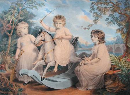 Portrait Group of three Children, possibly Sophie, Charles and Frances Burney  on od Edward Francis Burney