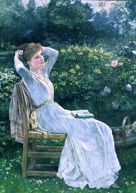 Summertime: portrait of the artist's wife, Hannah od Edward Killingsworth Johnson
