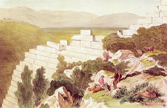 Walls of Ancient Samos, Cephalonia, 19th century (watercolour) od Edward Lear