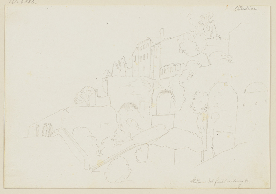 Ruinen des Fortunatempels in Palestrina od Edward von Steinle