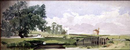 A Riverside Scene with a Lock od Edward W. Robinson
