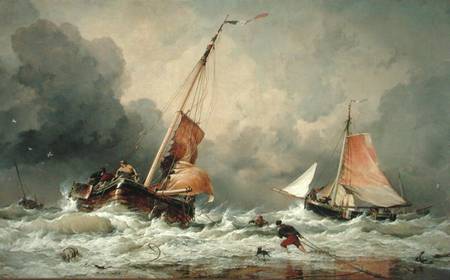 Dutch Pincks arriving and preparing to put to sea on the return of the tide od Edward William Cooke