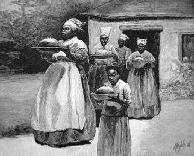 'Until dinner began to come in across the yard', slaves carry a prepared meal from a cookhouse to a