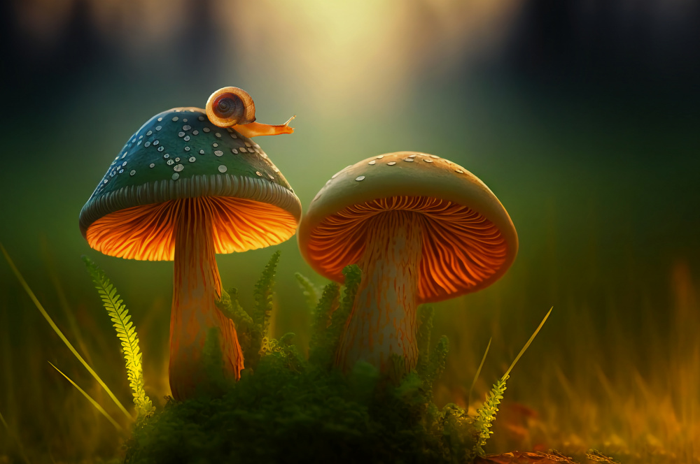 Snail and Mushrooms od Edy Pamungkas