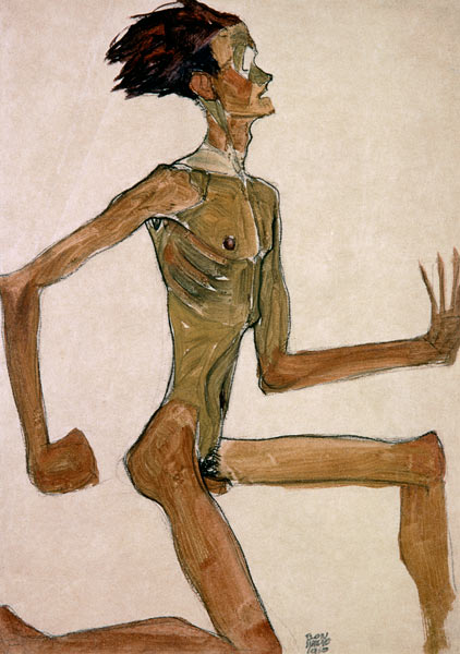 Portrait of a kneeling man. od Egon Schiele