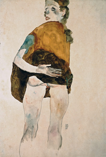 Stationary girl with an elevated skirt. od Egon Schiele