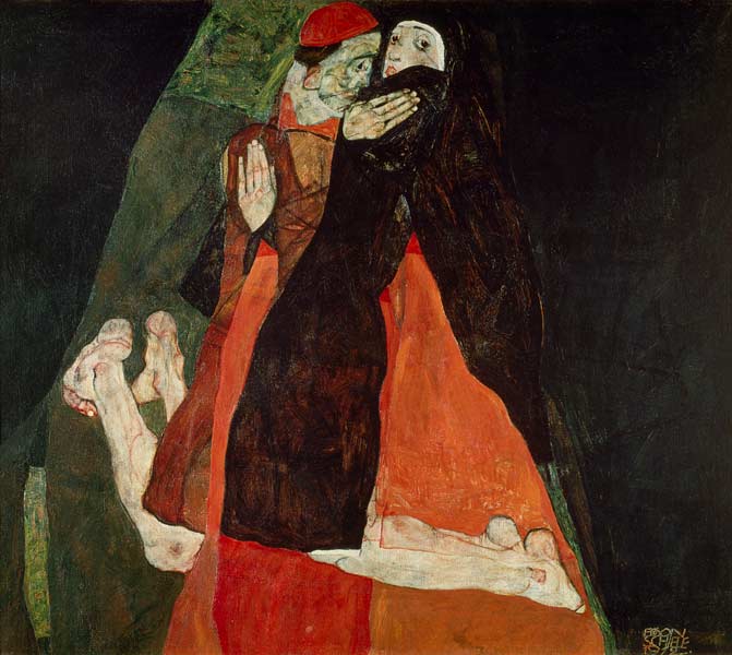 Cardinal and nun (Liebkosung) od Egon Schiele