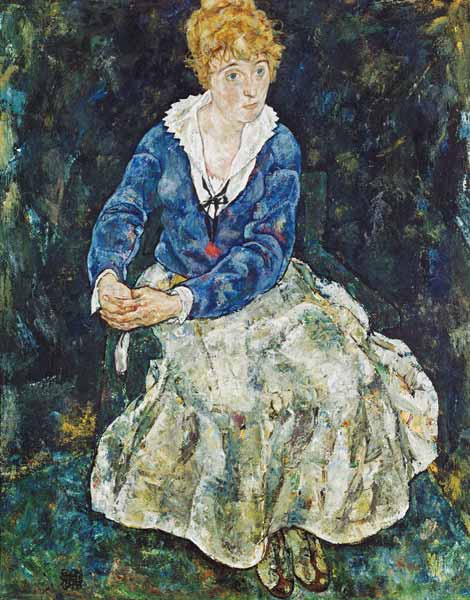 Portrait of the wife of the artist, sedentary od Egon Schiele