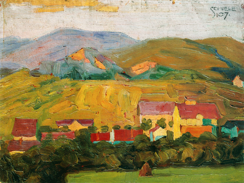 Village with mountains od Egon Schiele