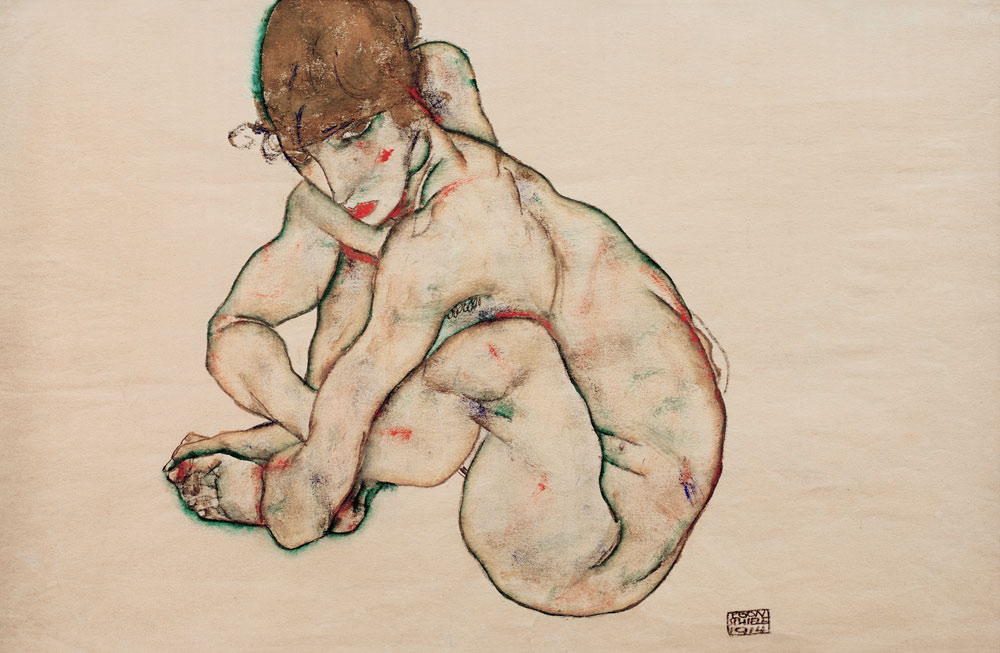 Squatting Nude od Egon Schiele