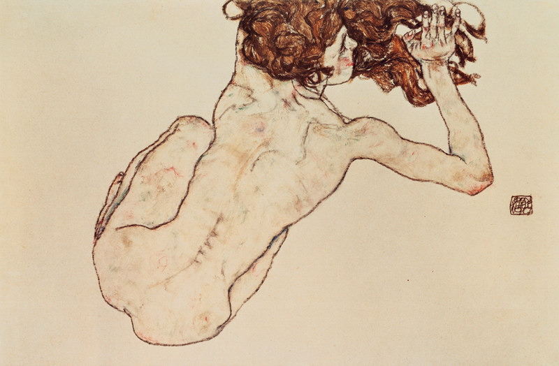 Back act crouching down. od Egon Schiele