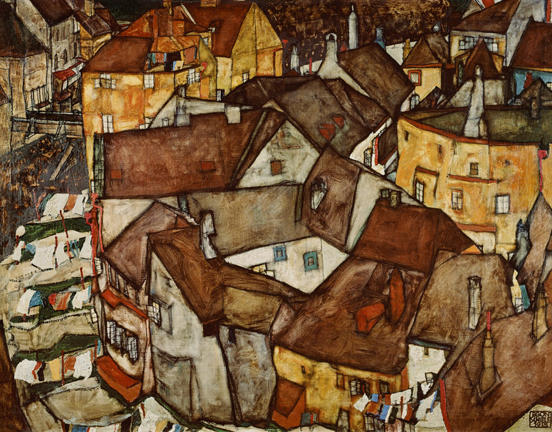Krumau house bend (the little city of V) od Egon Schiele