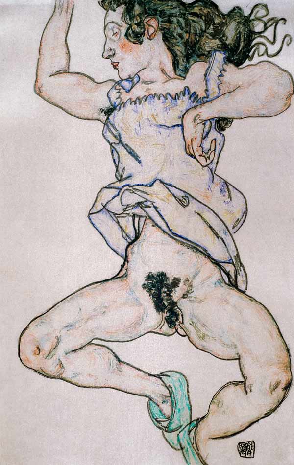 Reclining Nude w.Slippers od Egon Schiele