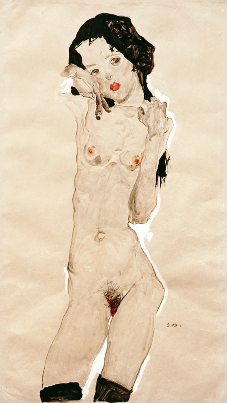 Black-haired girl act, stationary od Egon Schiele