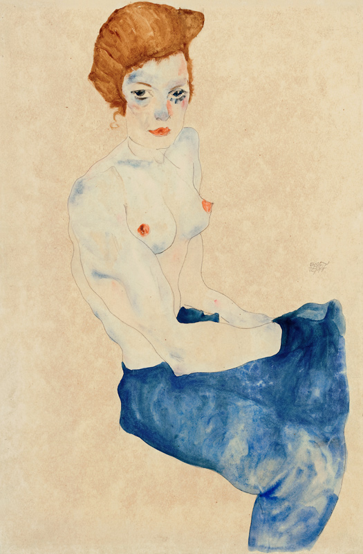 Seated blue nude od Egon Schiele