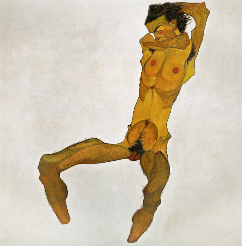 Sedentary masculine act (self-portrait) od Egon Schiele